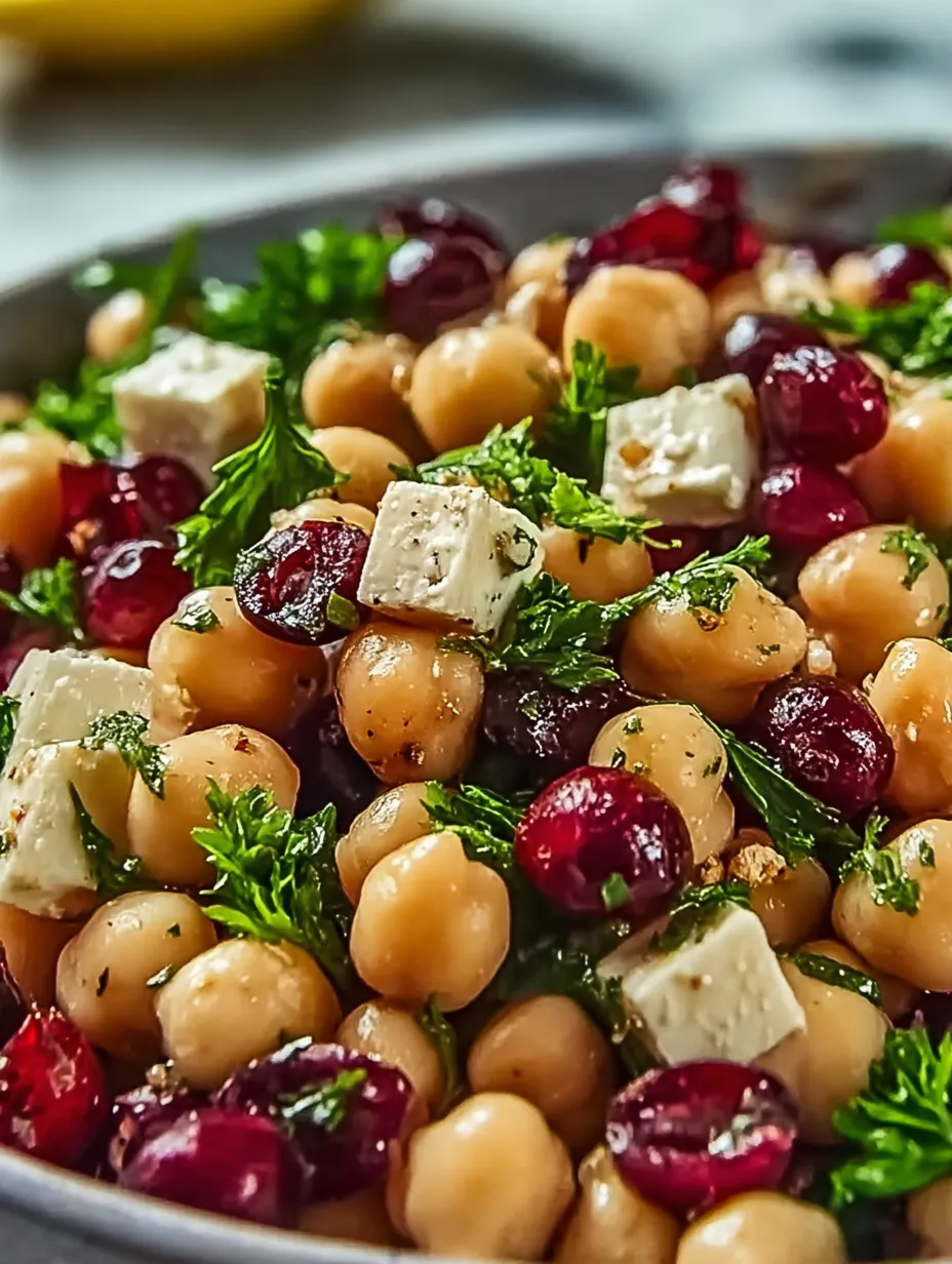 A plate of Feta & Cranberry Chickpeas.