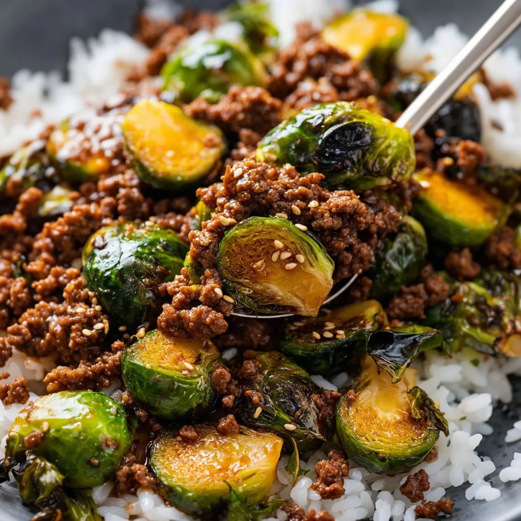 Ground Beef and Brussels Sprouts