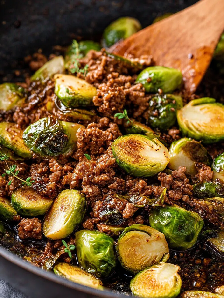 Ground Beef and Brussels Sprouts Recipe.