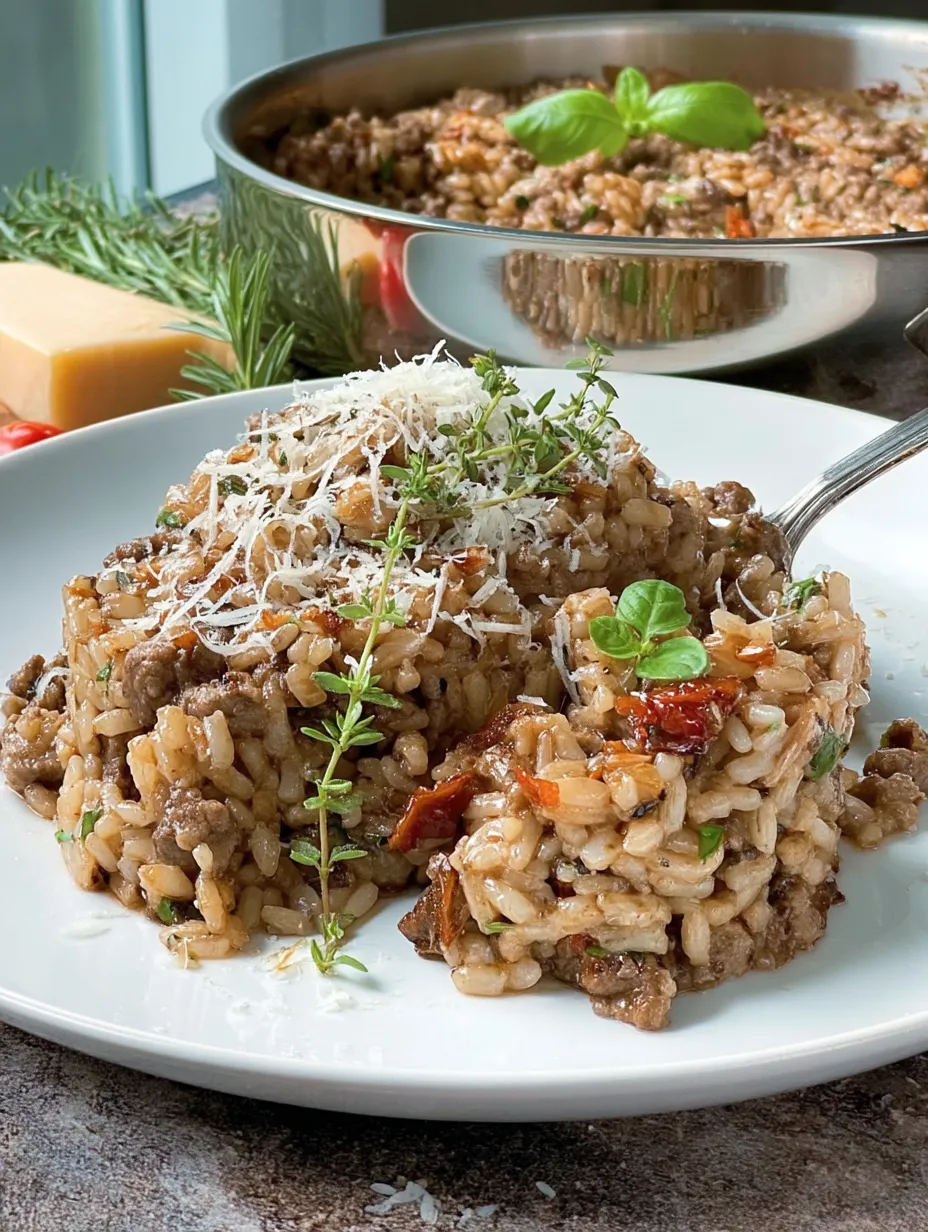 A plate of rice with meat and cheese on top.