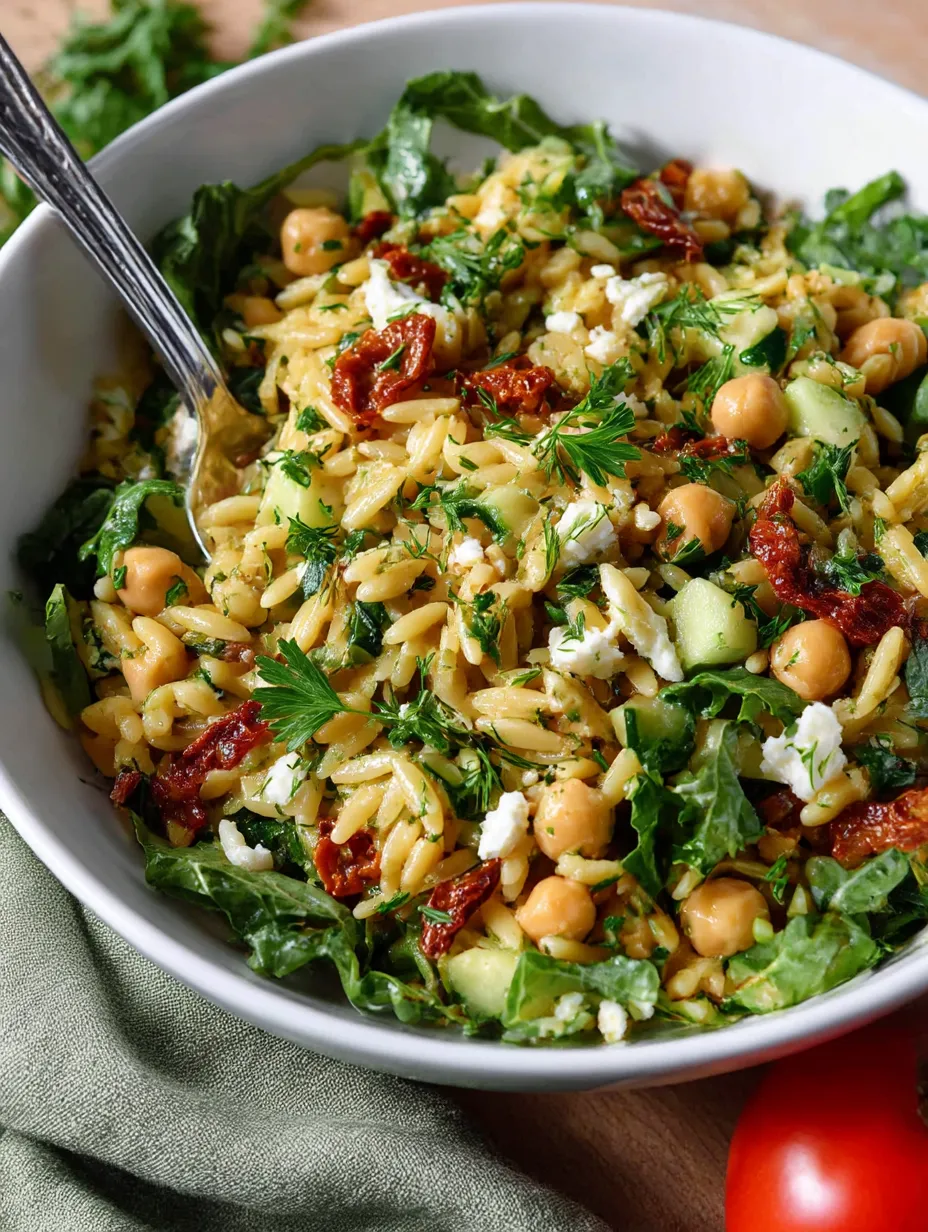 Sun Dried Tomato Orzo Pesto Salad Recipe.