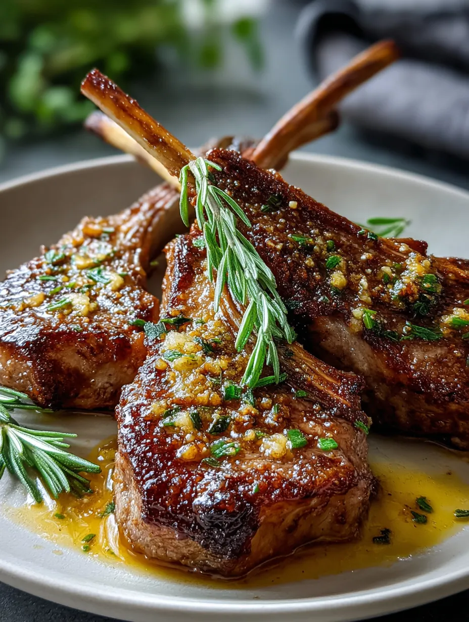 A plate of Garlic Butter Lamb Chops.