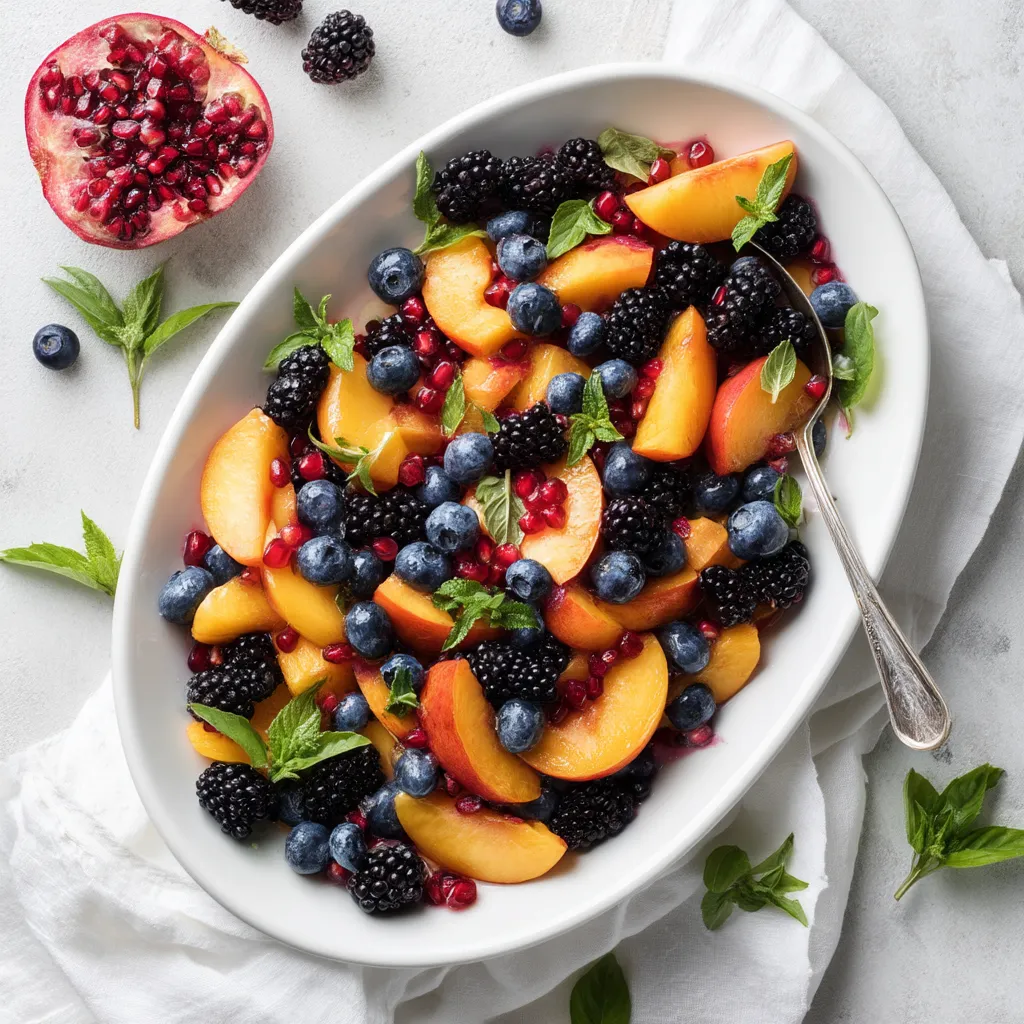 Honey Lime Basil Peach Fruit Salad