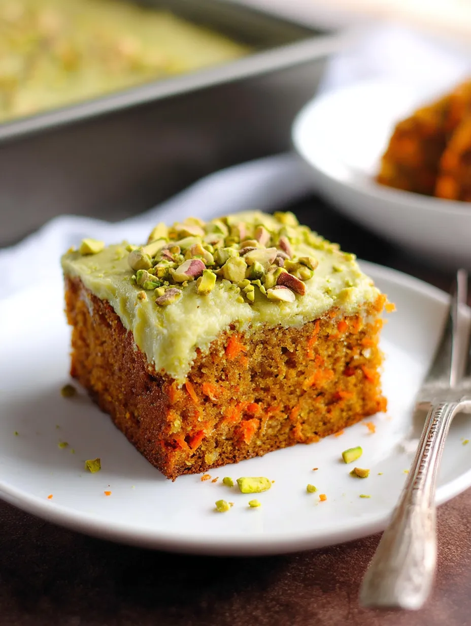A slice of Pistachio Carrot Cake.