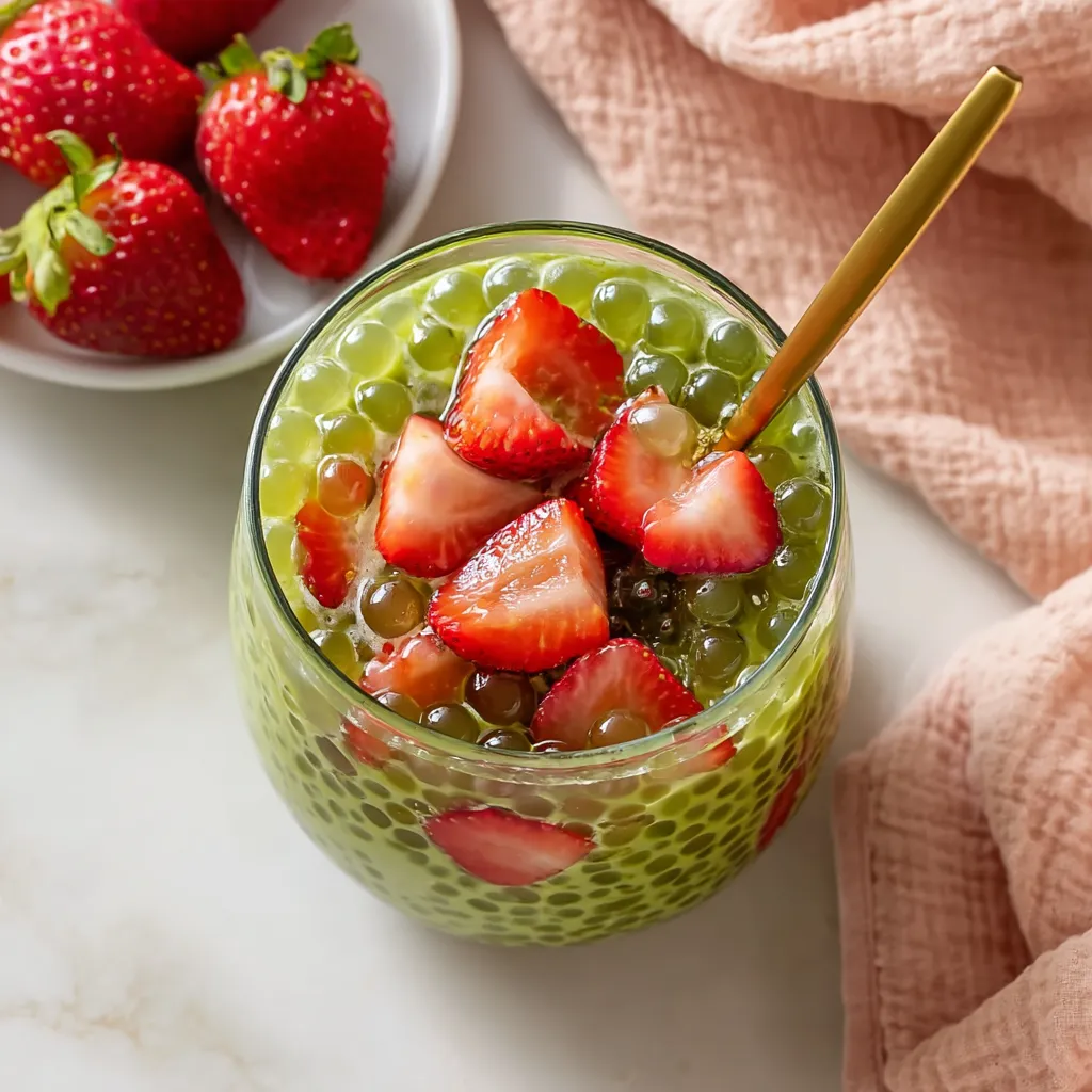 Strawberry Matcha Sago