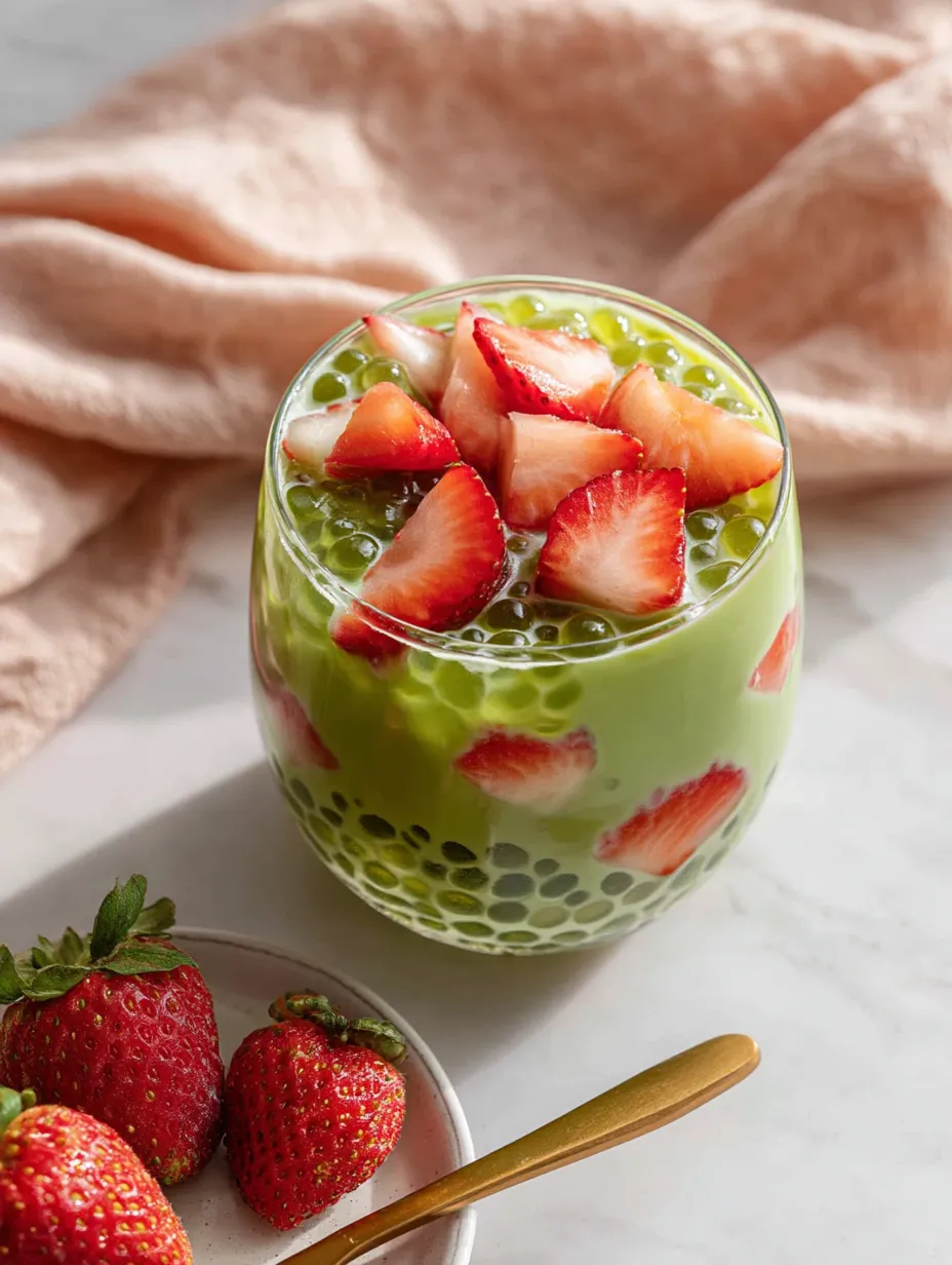 Strawberry Matcha Sago Recipe.