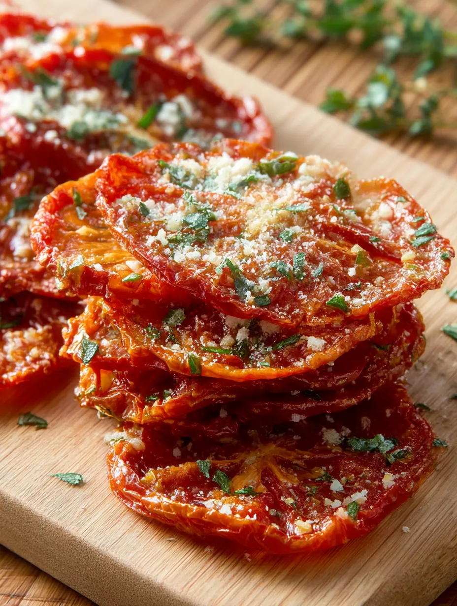 Easy Crispy Parmesan Tomato Chips.