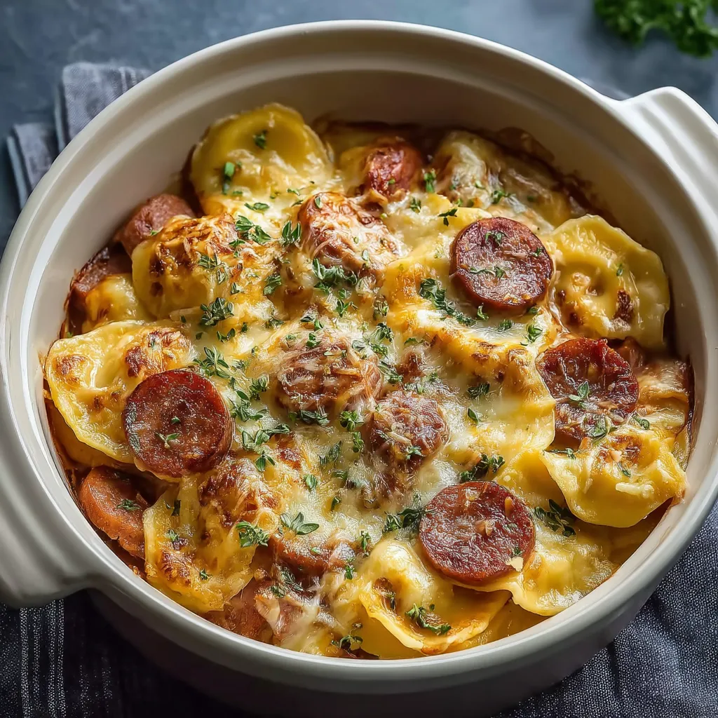 Crockpot Pierogi Casserole with Kielbasa