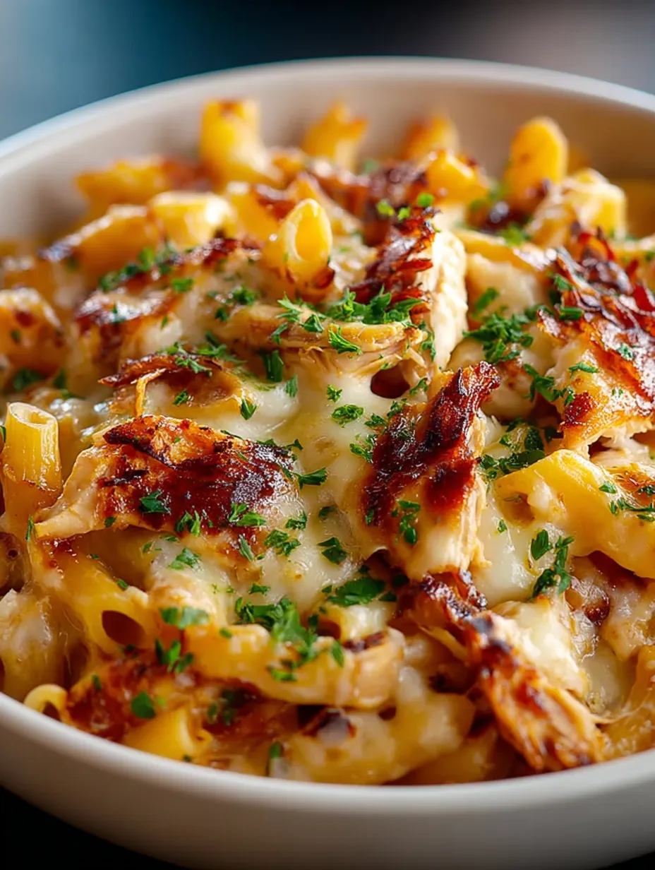 A bowl of BBQ Chicken Mac and Cheese.