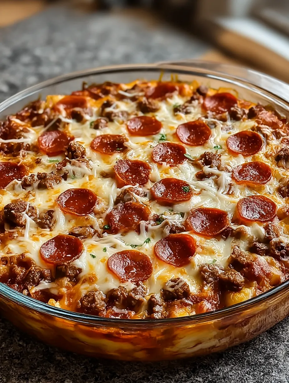 Meat Lovers Pizza Casserole.