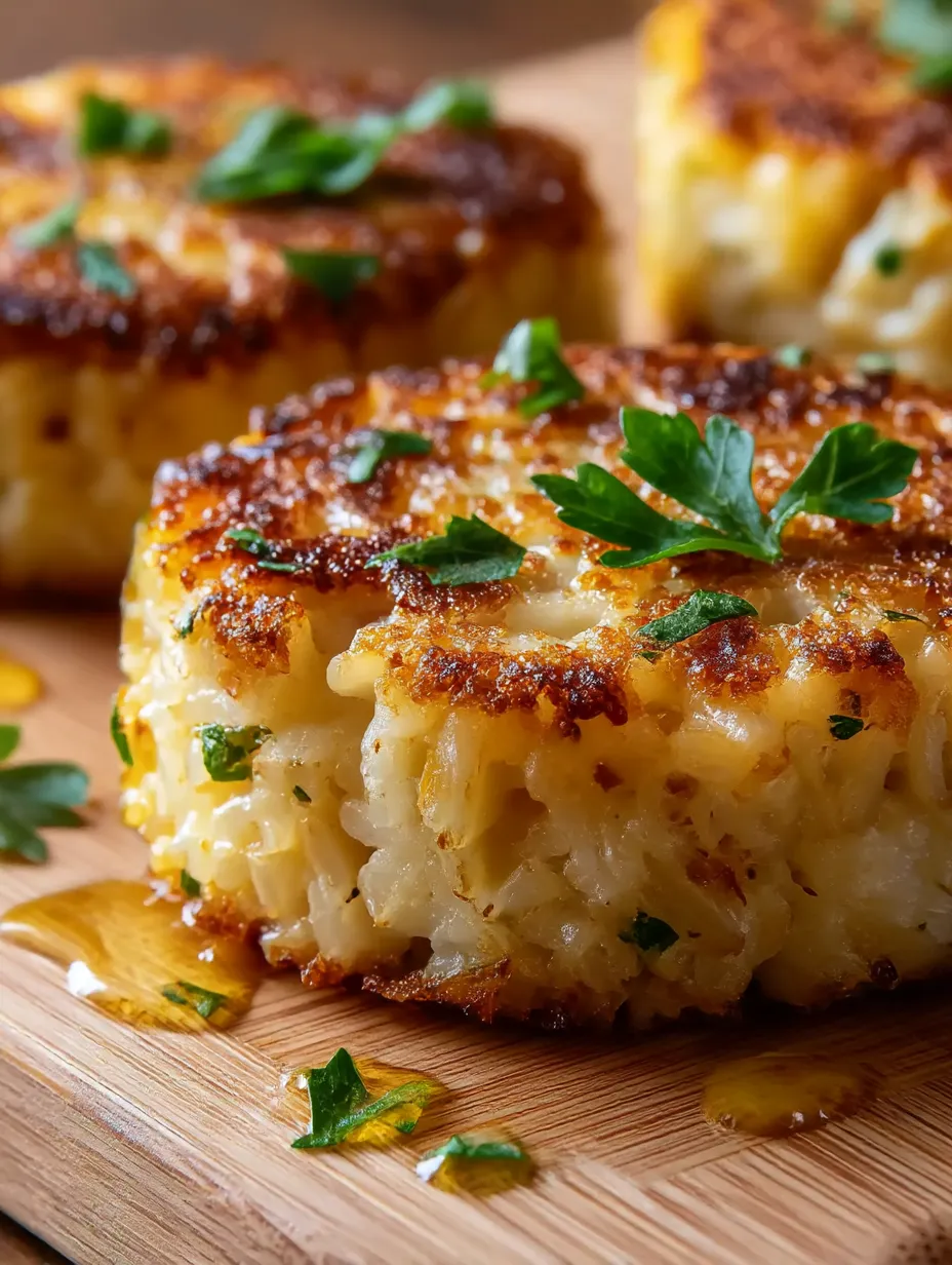 Easy Crispy Garlic-Herb Rice Patties.