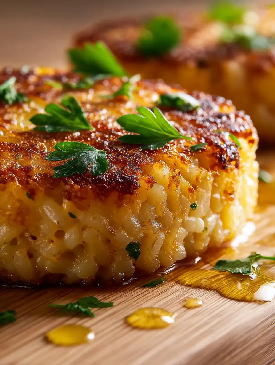 Crispy Garlic-Herb Rice Patties Recipe.