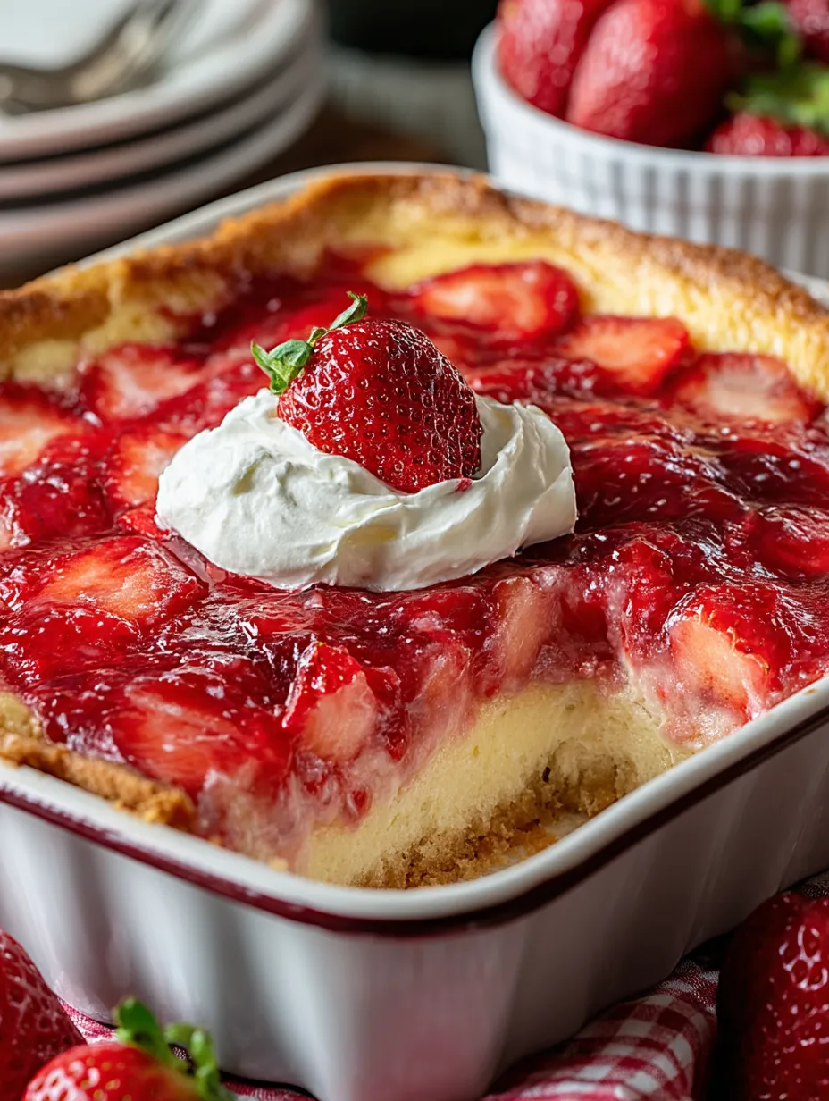 A slice of strawberry cheesecake with whipped cream on top.