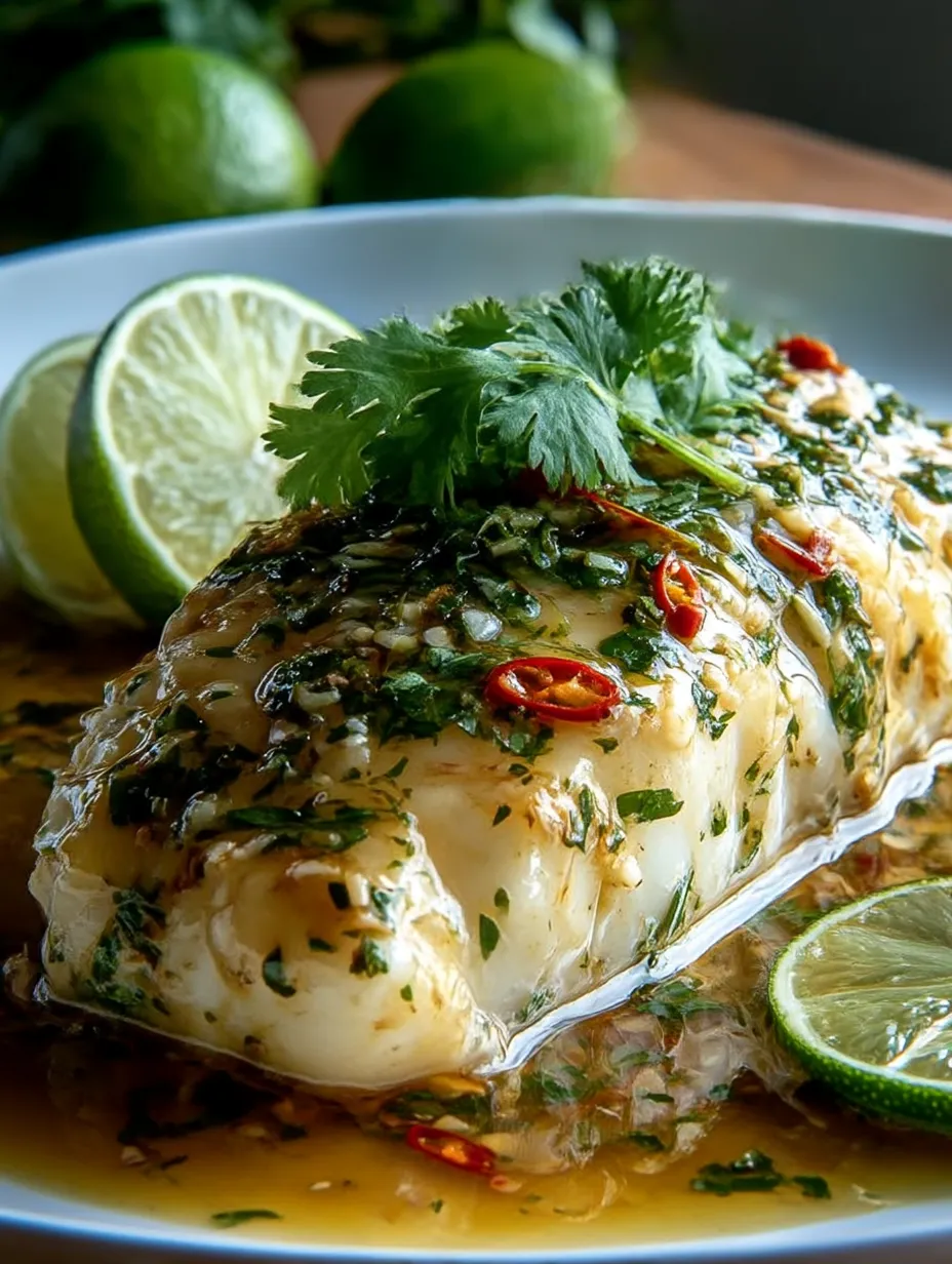 Thai Lime-Garlic Steamed Fish.