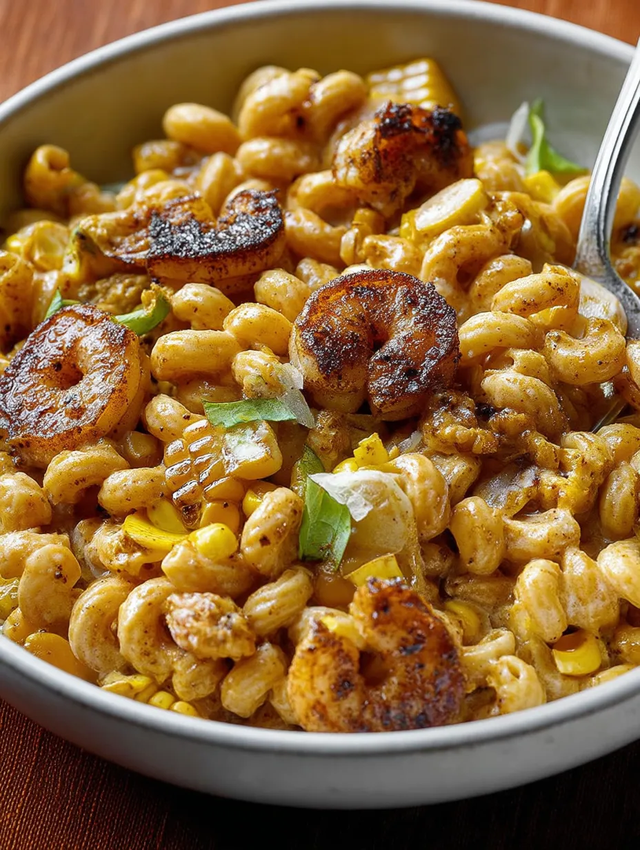 Easy Blackened Shrimp Cavatappi.