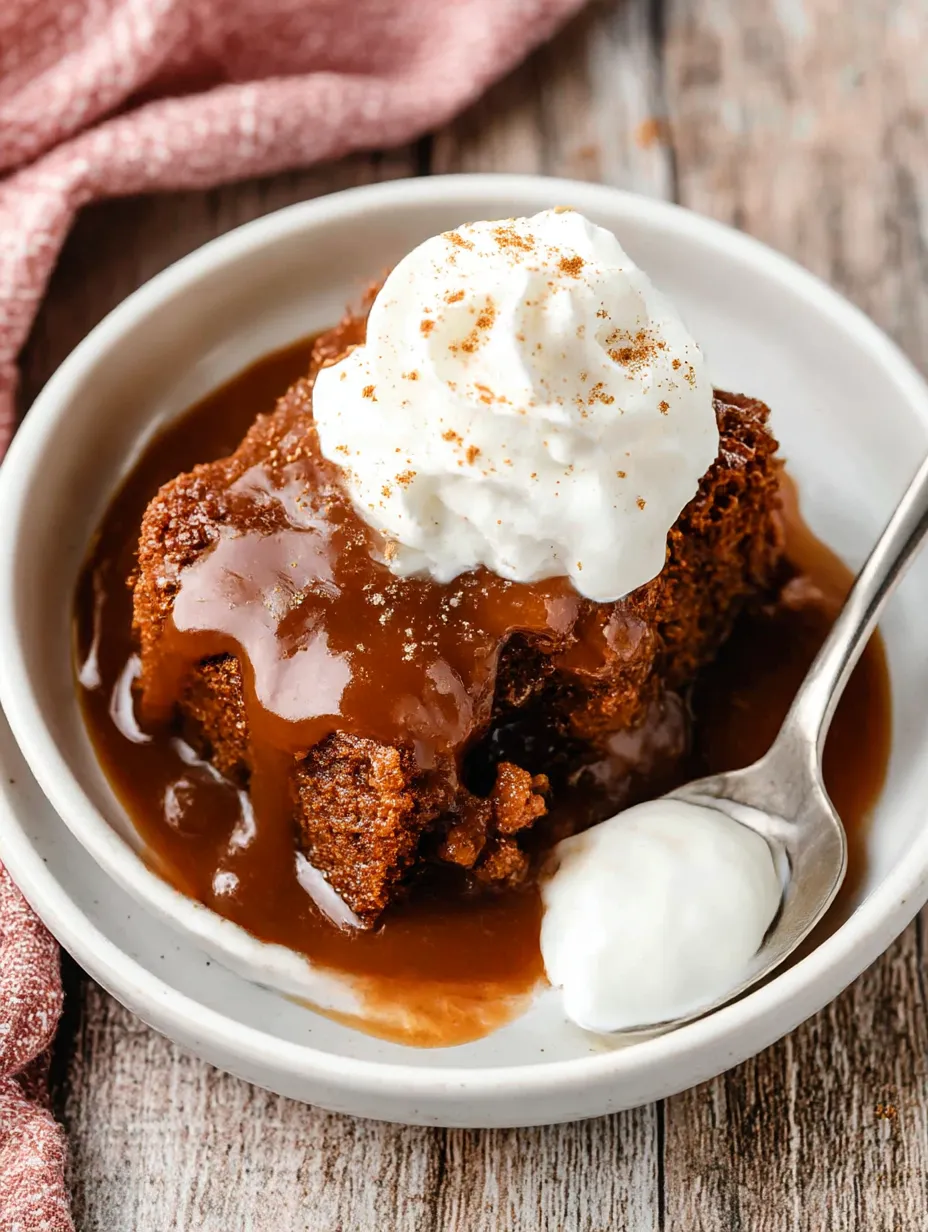 A bowl of Gingerbread Pudding Cake.