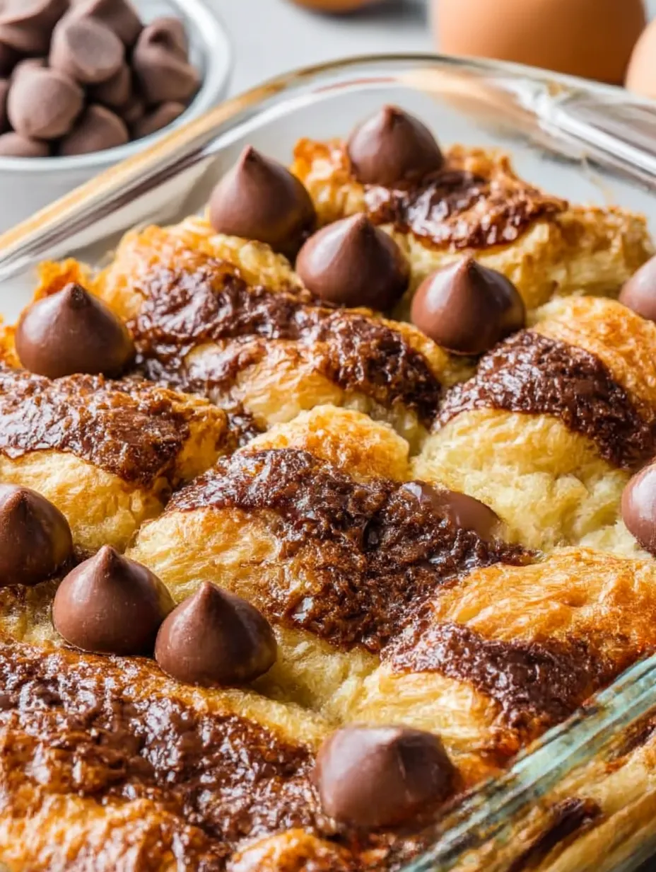 A close up of a chocolate pastry with chocolate chips.