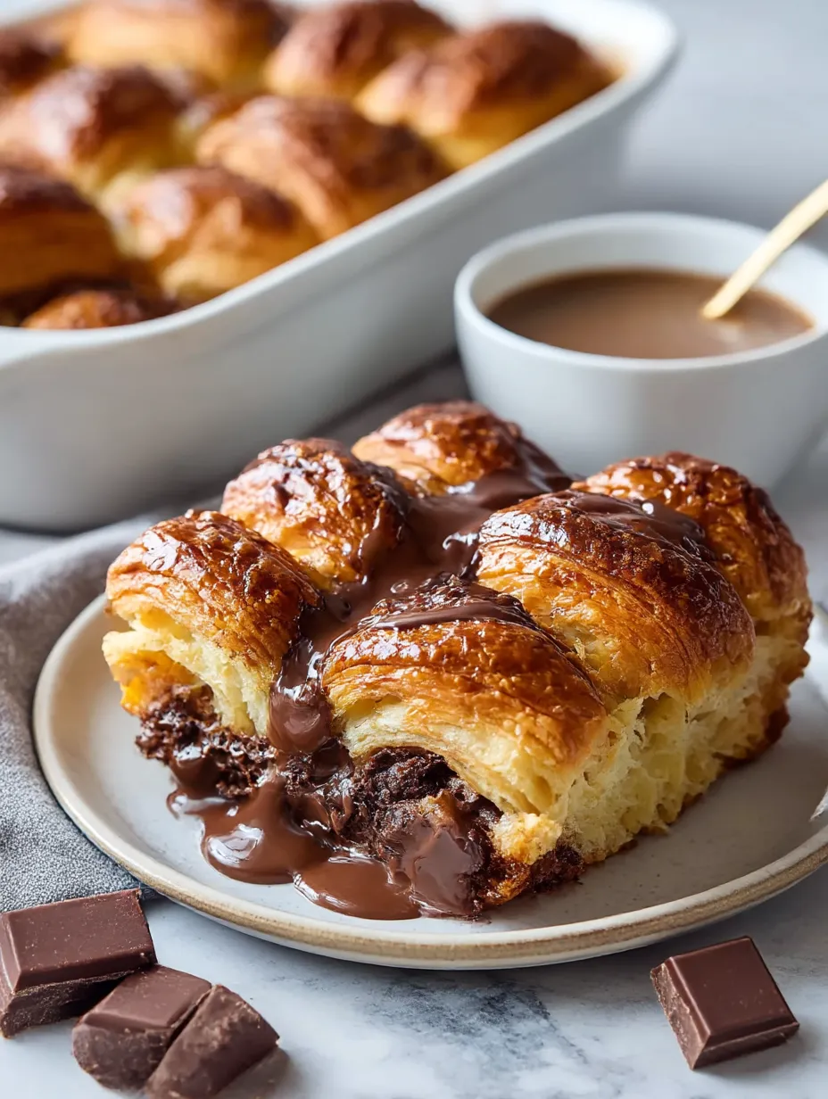 A plate of croissants with chocolate sauce.