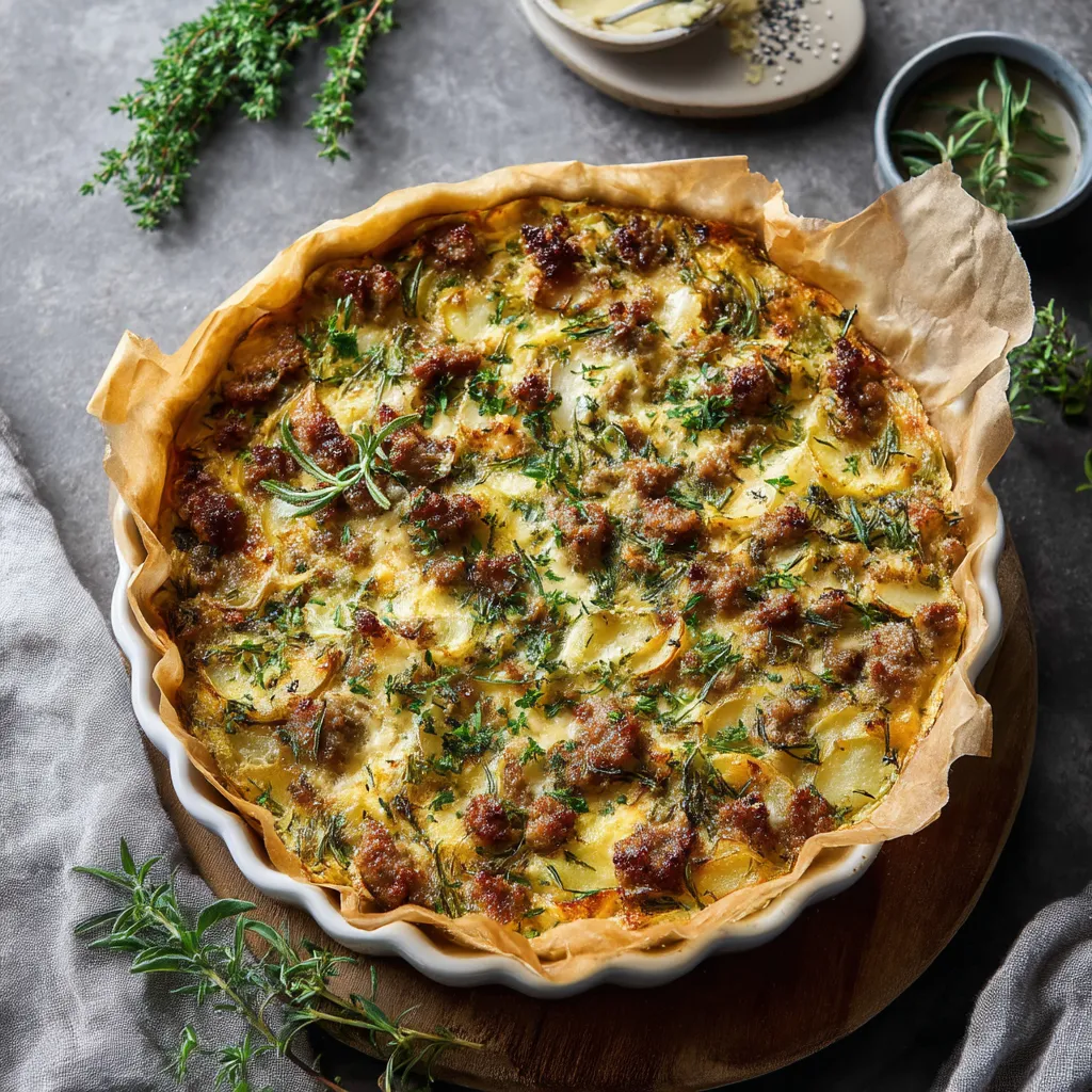 Six Ingredient Sausage Potato Pie