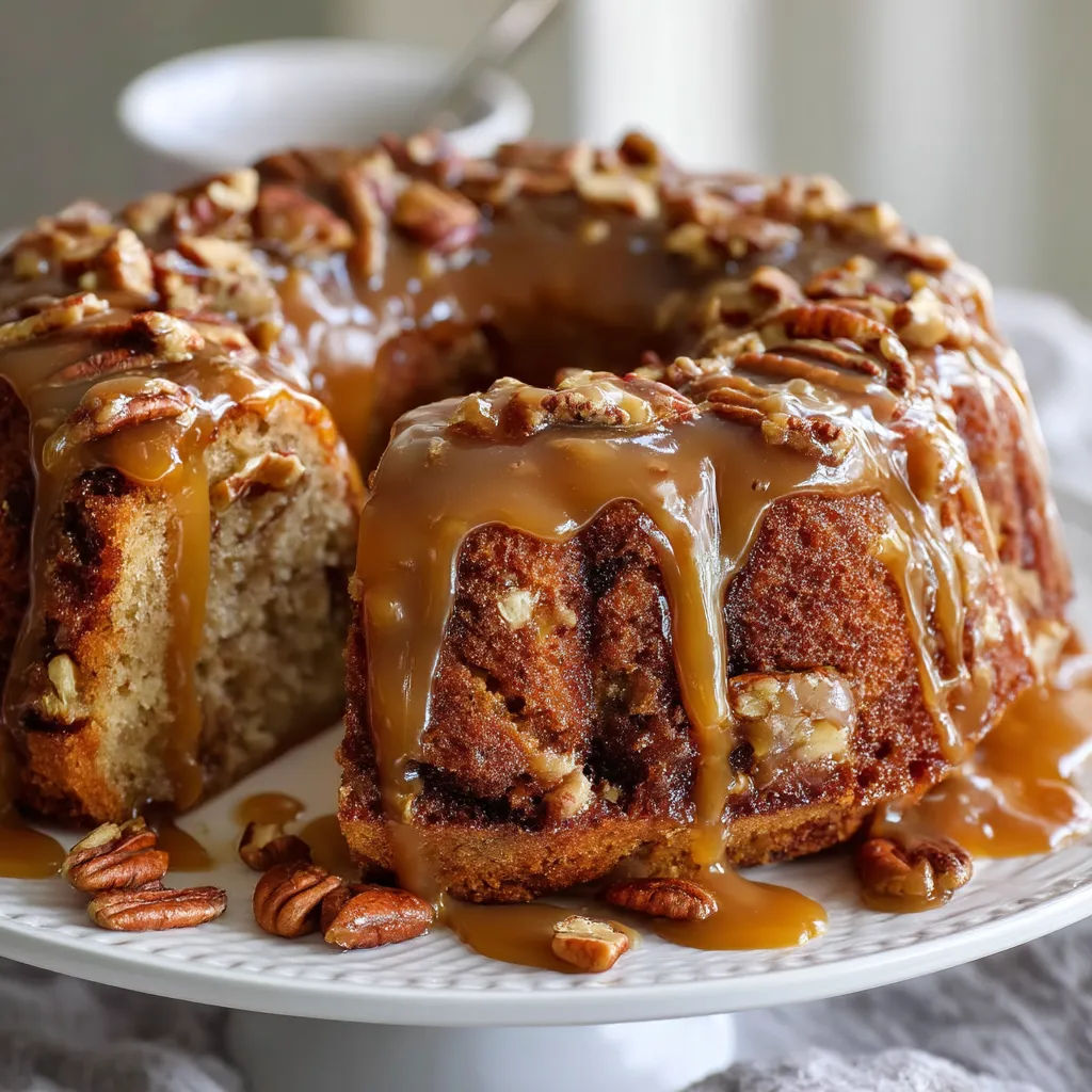 Apple Pecan Cake With Caramel Glaze