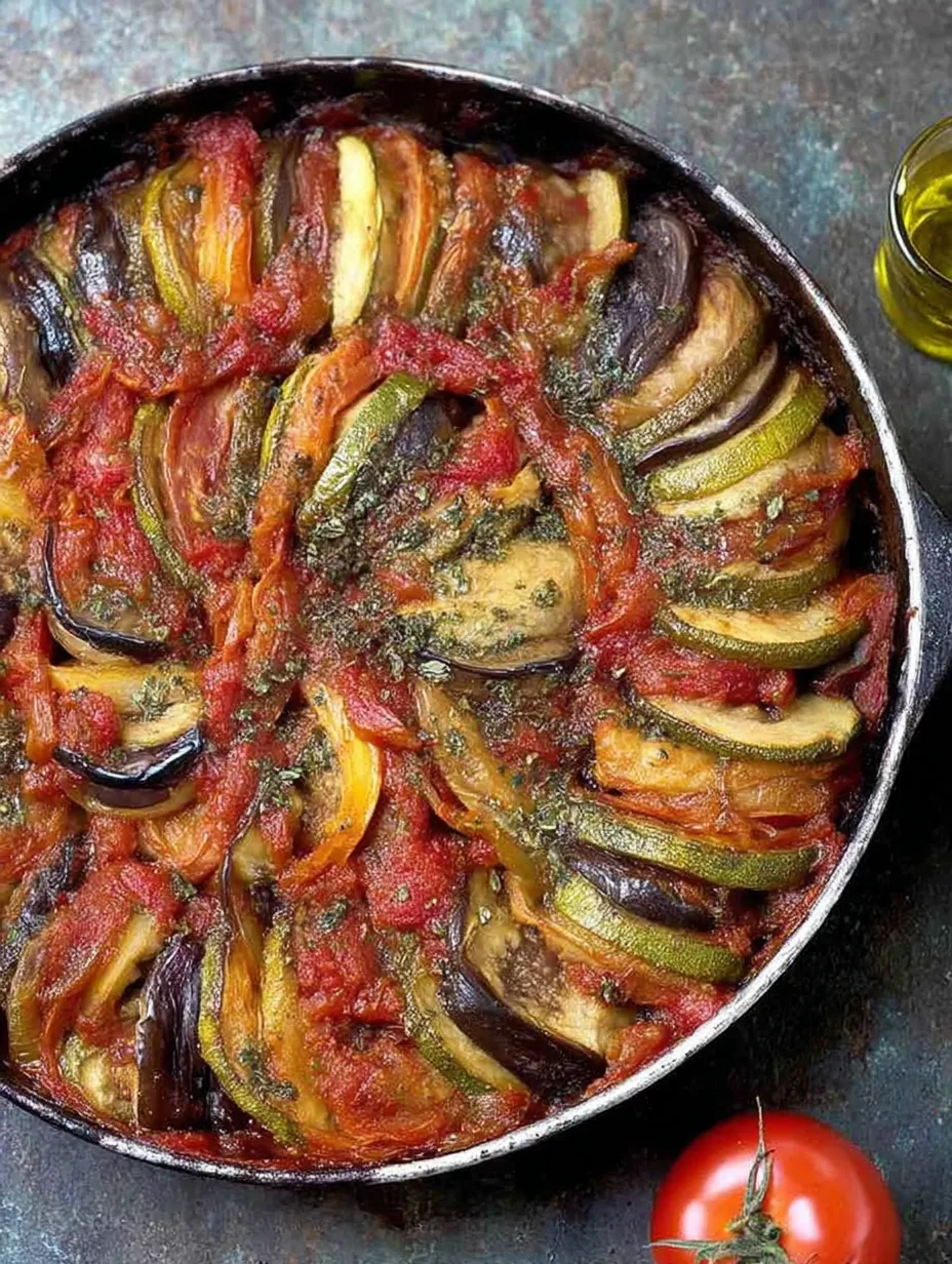 A pot of Traditional Greek Roasted Vegetables.