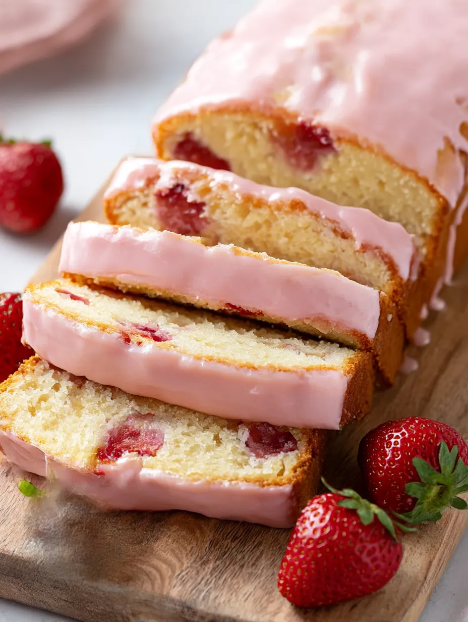 A slice of Strawberry Pound Cake.