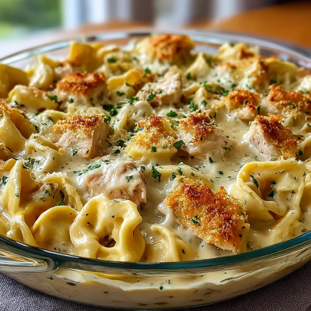 A bowl of pasta with chicken and cheese.