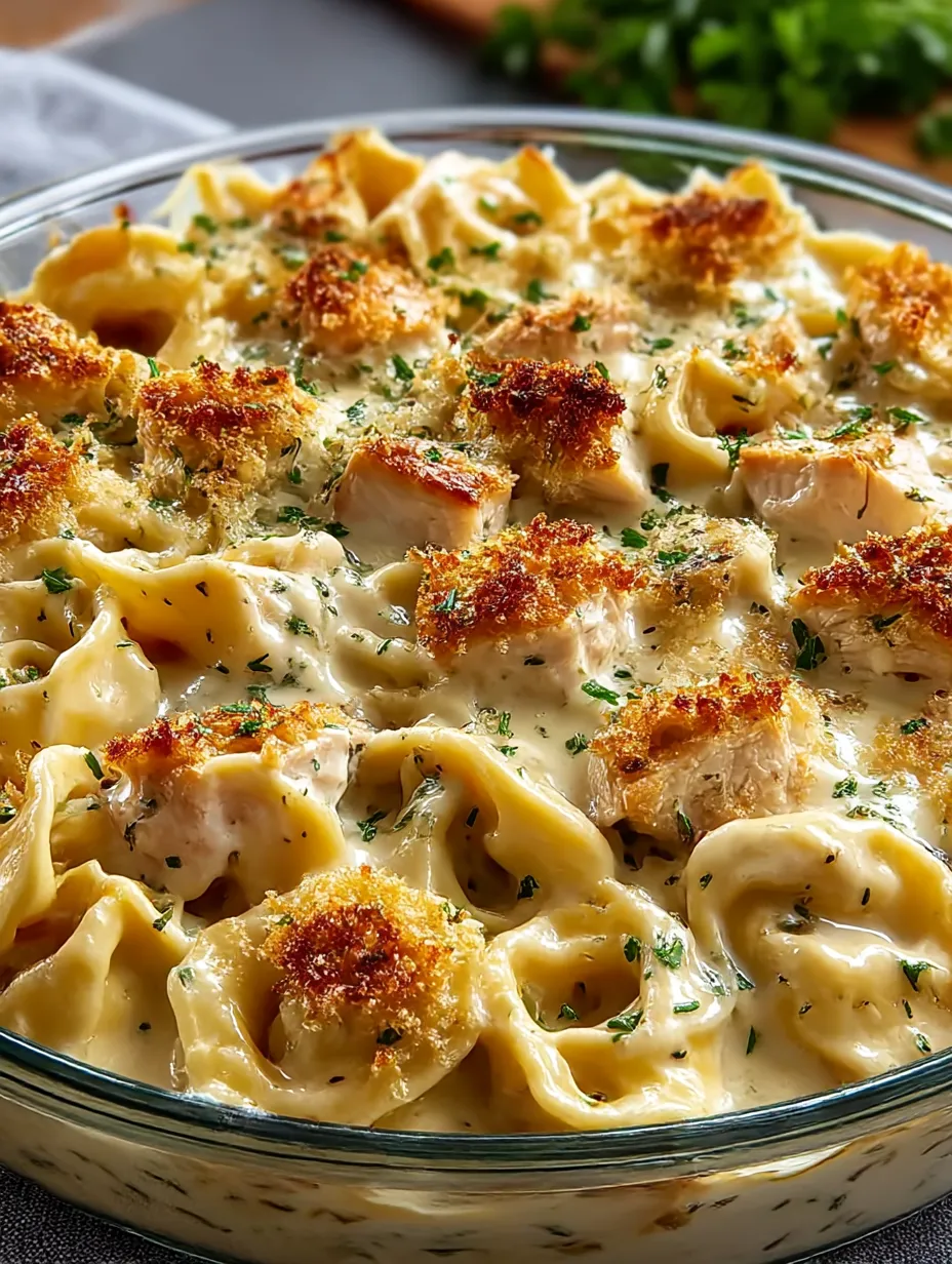 Pasta with chicken and cheese.
