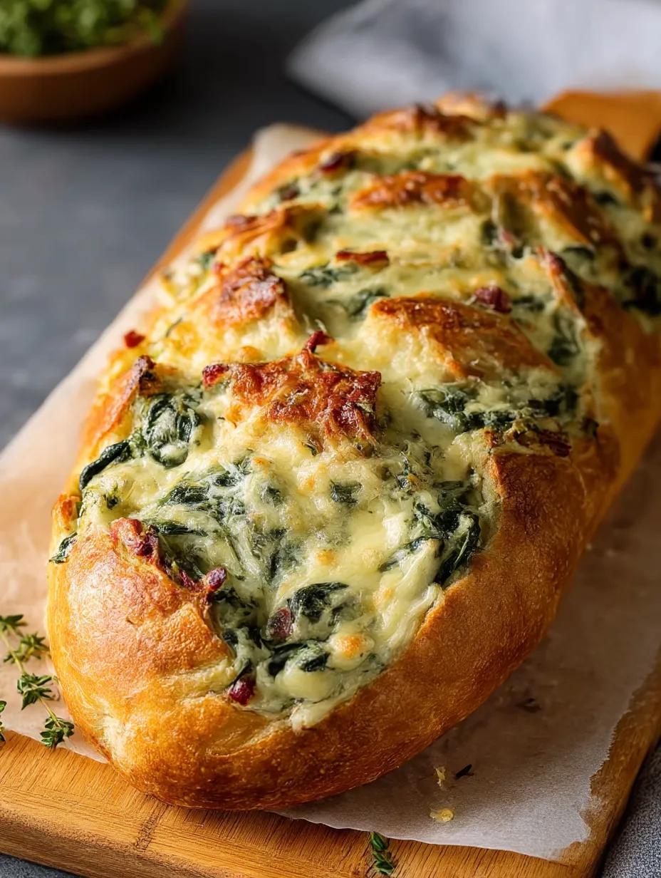 Spinach and Artichoke Stuffed Bread Recipe.