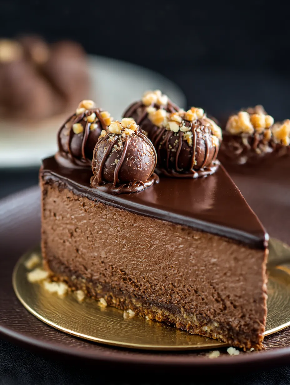 Easy Ferrero Rocher Nutella Cheesecake.