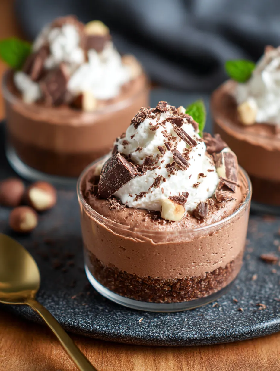A chocolate dessert with white cream and nuts.