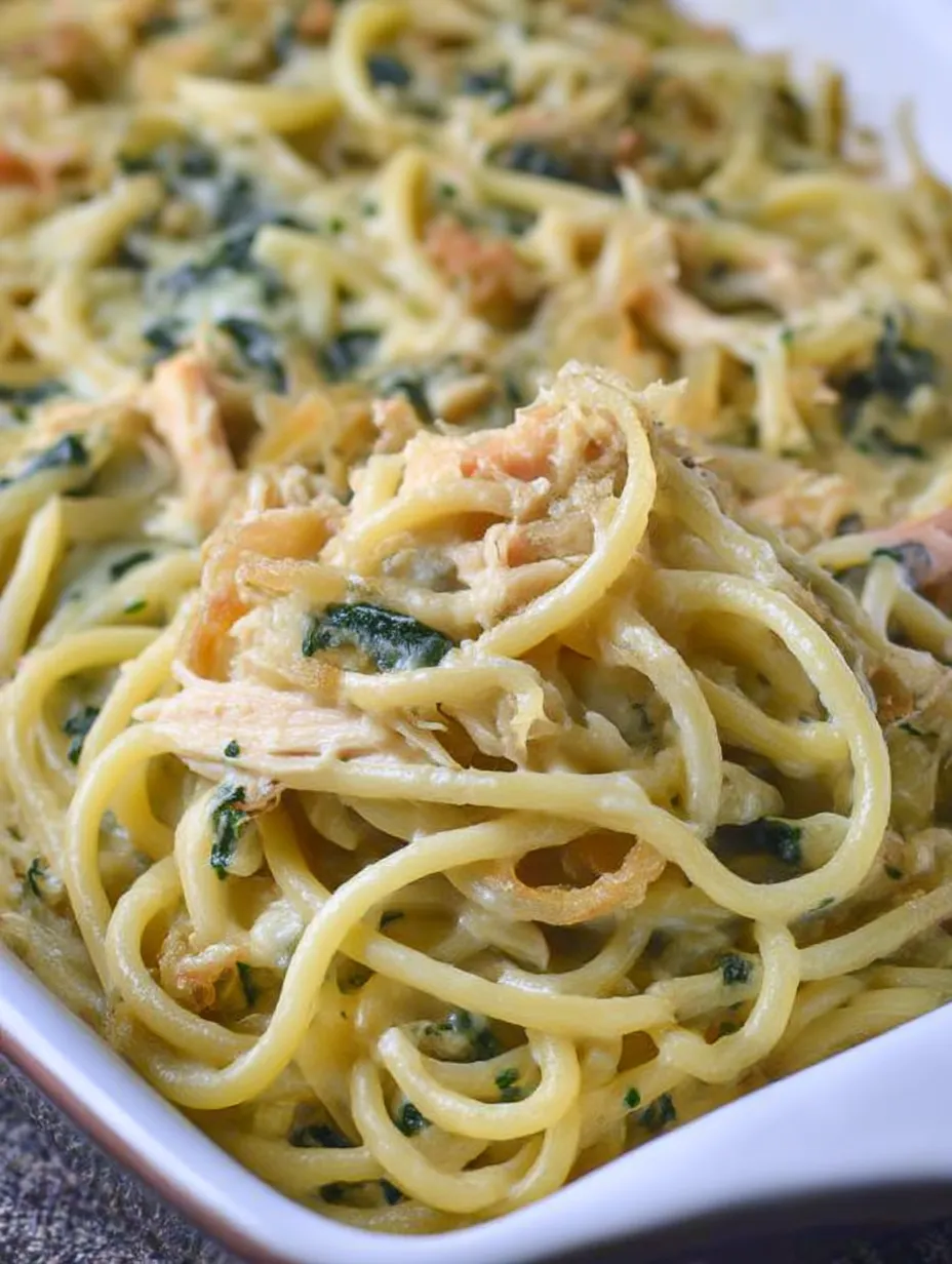 A plate of Monterey Chicken Spaghetti.