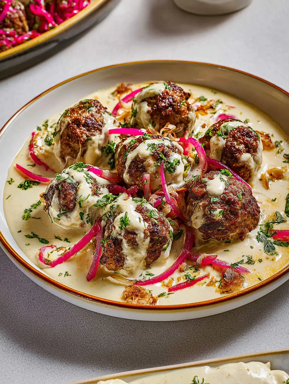A plate of meatballs covered in sauce.