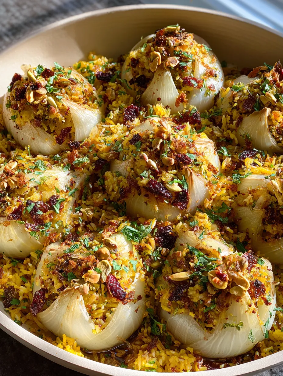 Jeweled Rice Stuffed Onions Recipe.