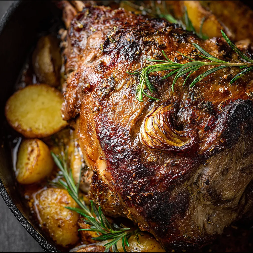 Slow roasted Greek lamb
