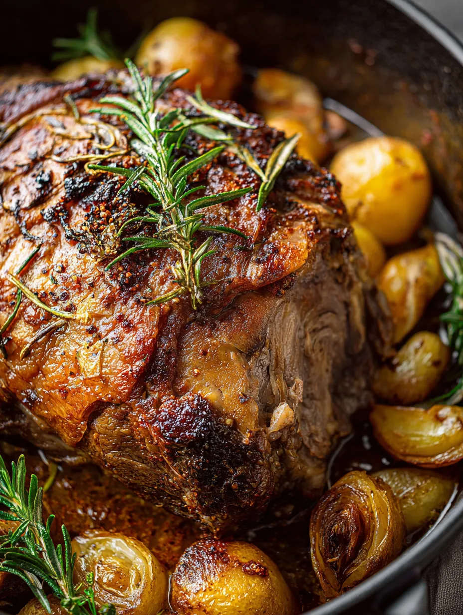 A roast with potatoes and herbs.