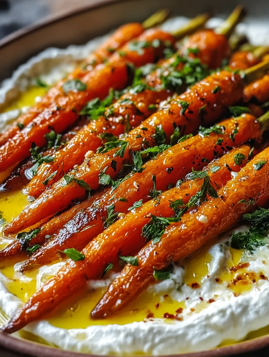 A plate of Roasted Carrots with Whipped Ricotta.
