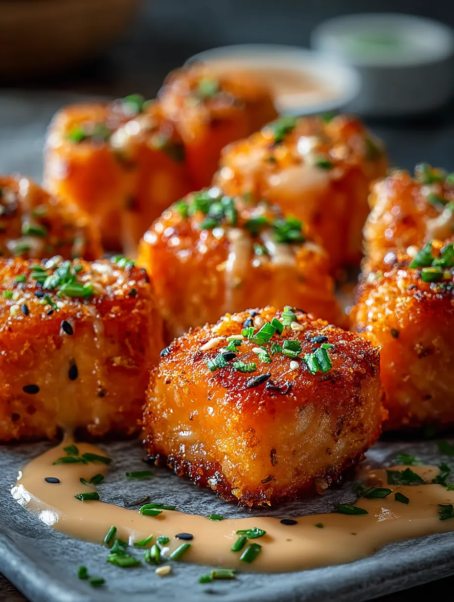 A plate of Crispy Bang Bang Salmon Bites.