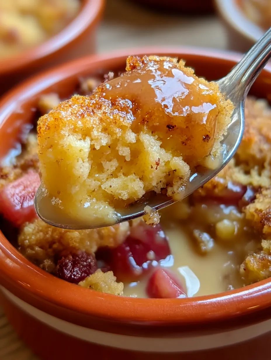 Sweet Baked Sticky Rhubarb Pudding.