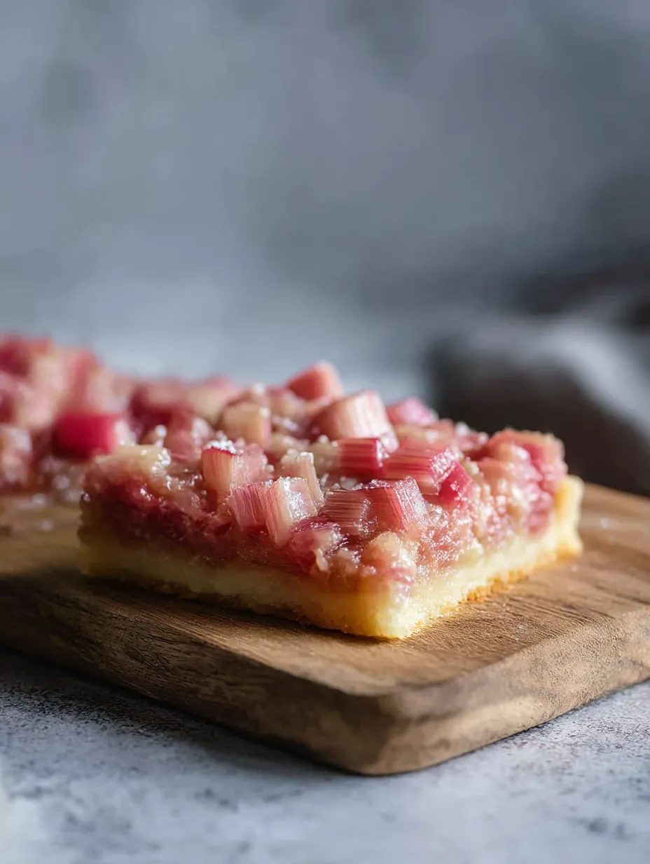 A slice of Rhubarb Bars.