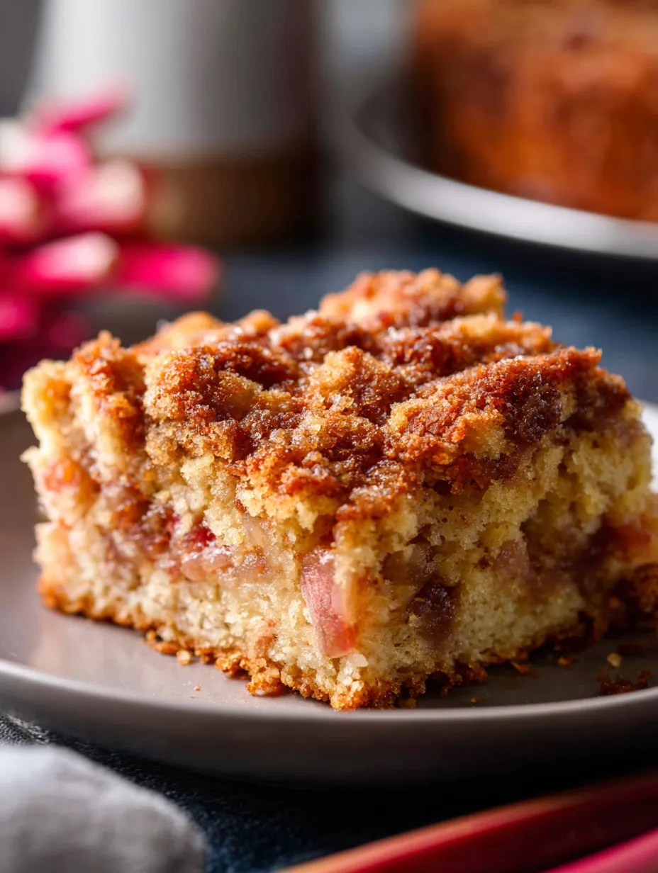 Double Crumb Rhubarb Coffee Cake Recipe.