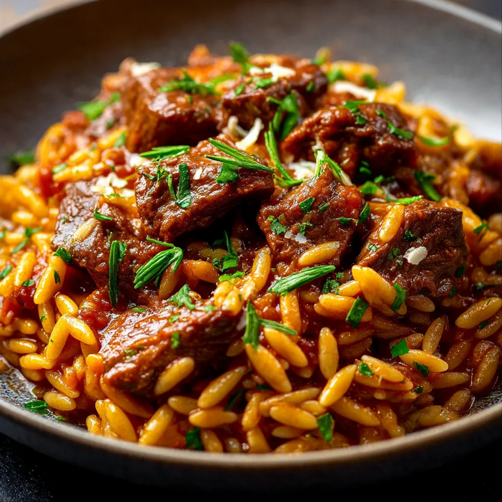 Braised Beef and Orzo