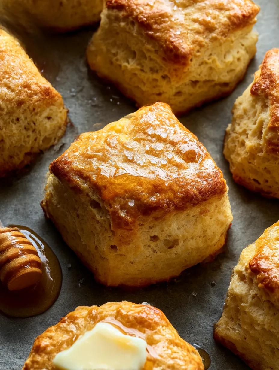 A tray of biscuits with honey drizzled on top.