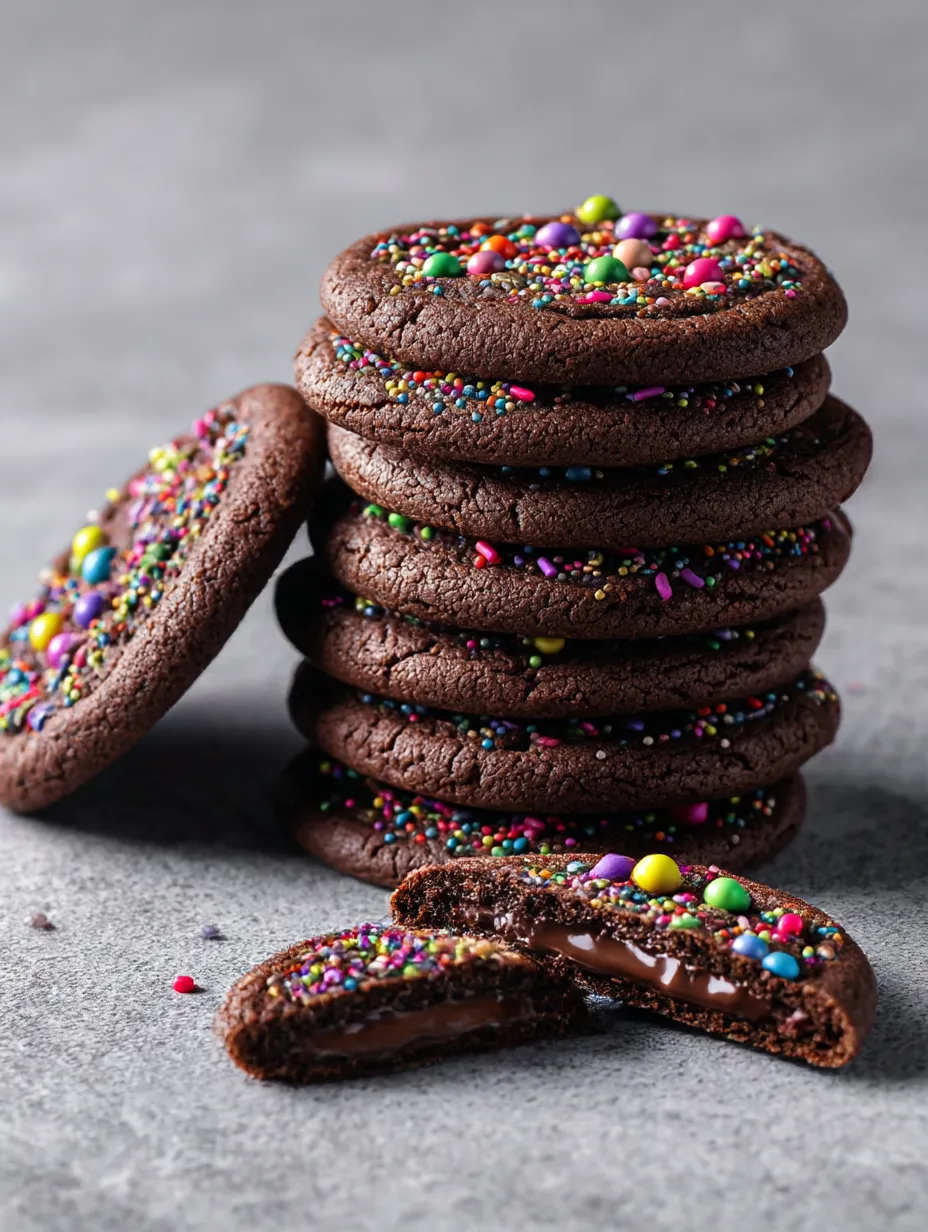 Easy Ganache-Stuffed Brownie Cookies.