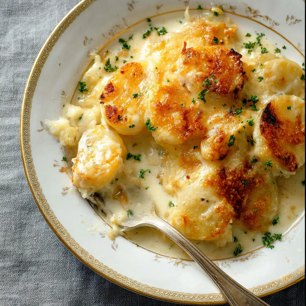 Roasted Garlic Potatoes au Gratin