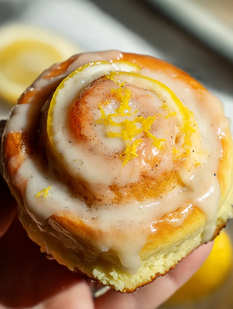 A pastry with a lemon wedge on top.