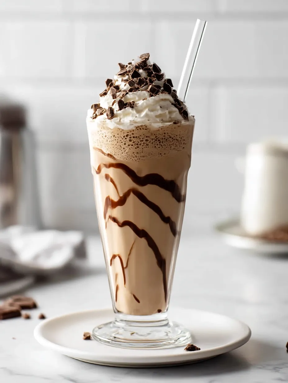A glass of chocolate milk with whipped cream.