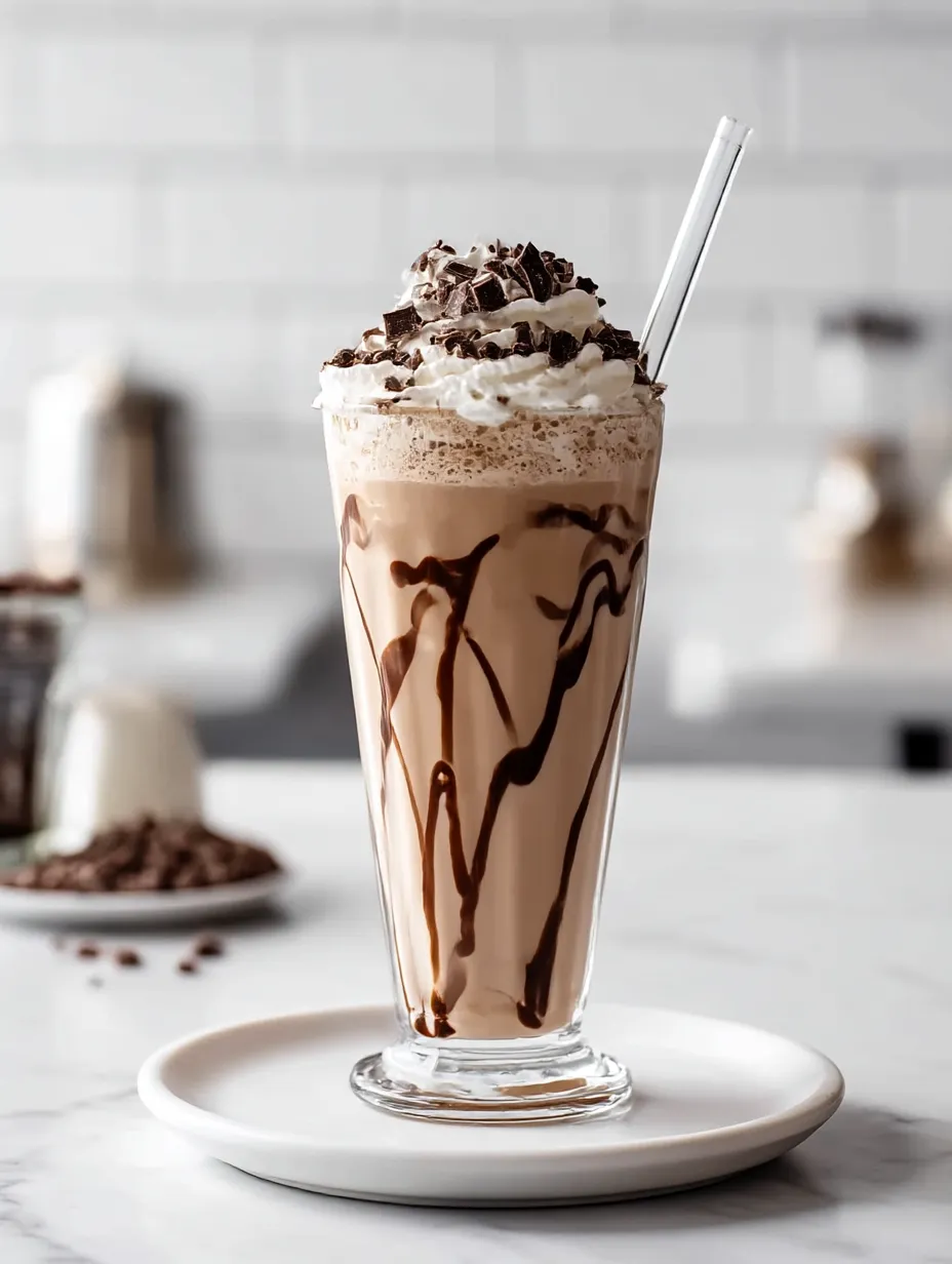 A glass of chocolate milk.