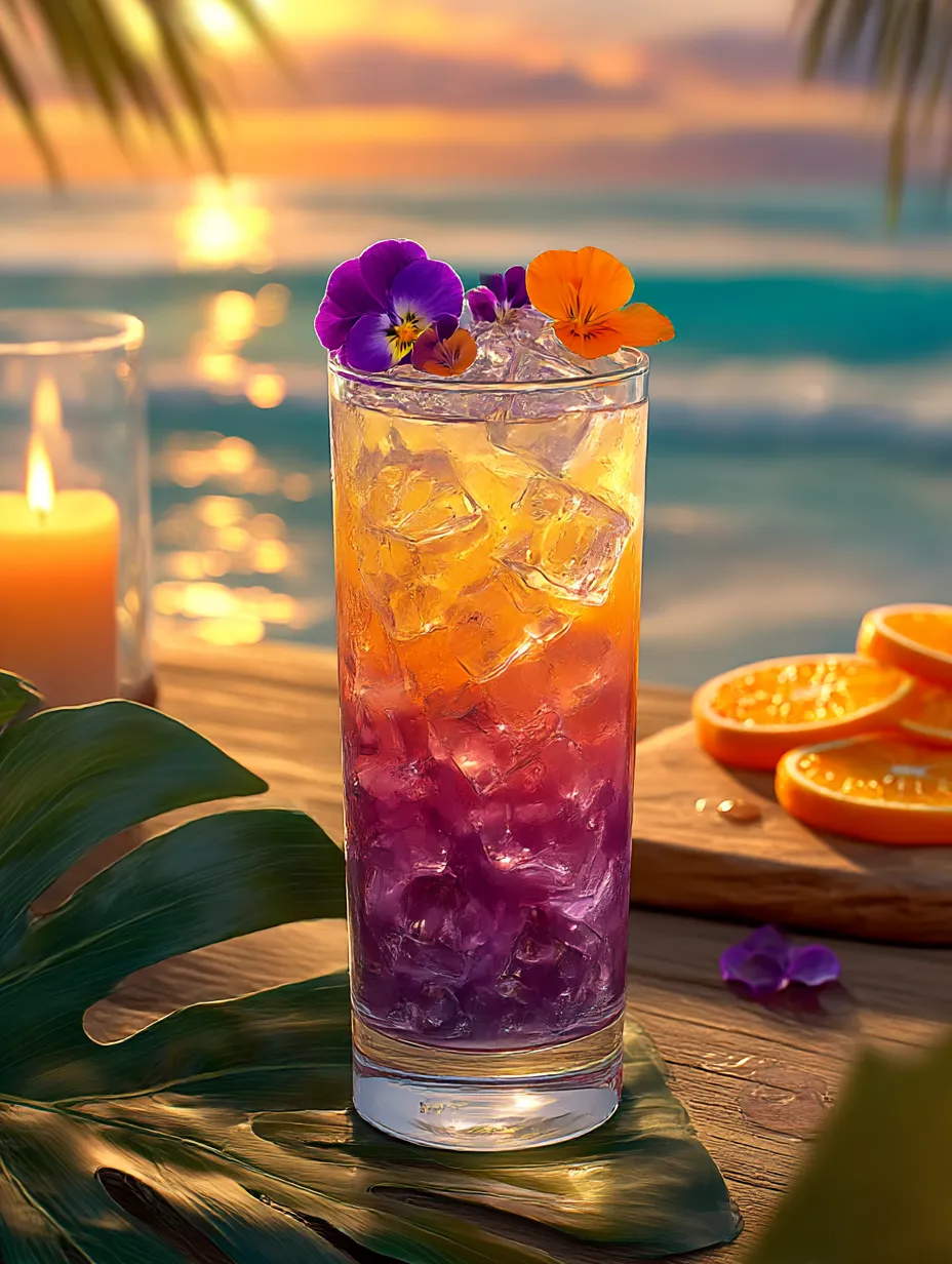 A glass of a tropical drink with a slice of orange on the side.