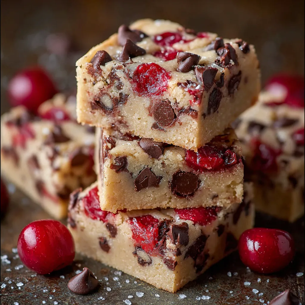 Chocolate Chip Maraschino Cherry Shortbread Bars